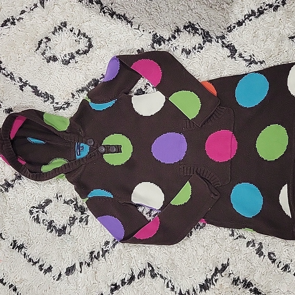 Gap Kids Brown Polka Dot Knit Hoodie Kanga Pocket Size Medium (8)